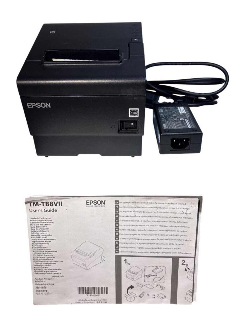 Epson TM-T88VII Thermal Receipt Printer With Power Adapter User Guide And Origin